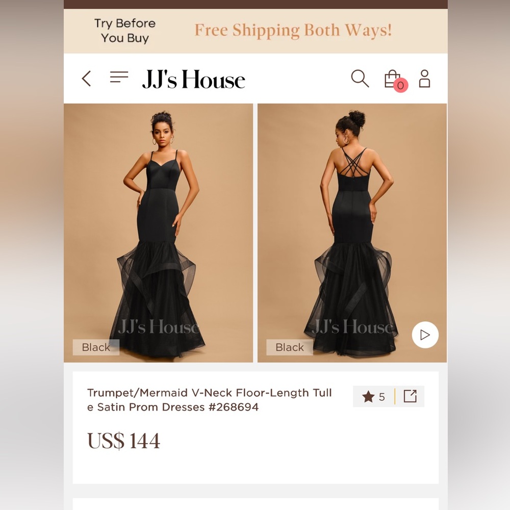 JJs House Black Satin Trumpet Dress